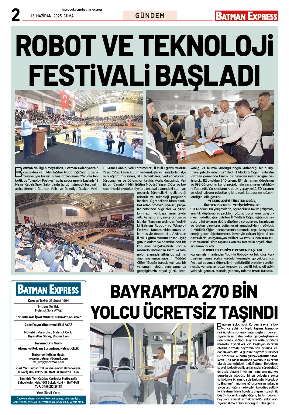 13 HAZİRAN 2025 CUMA