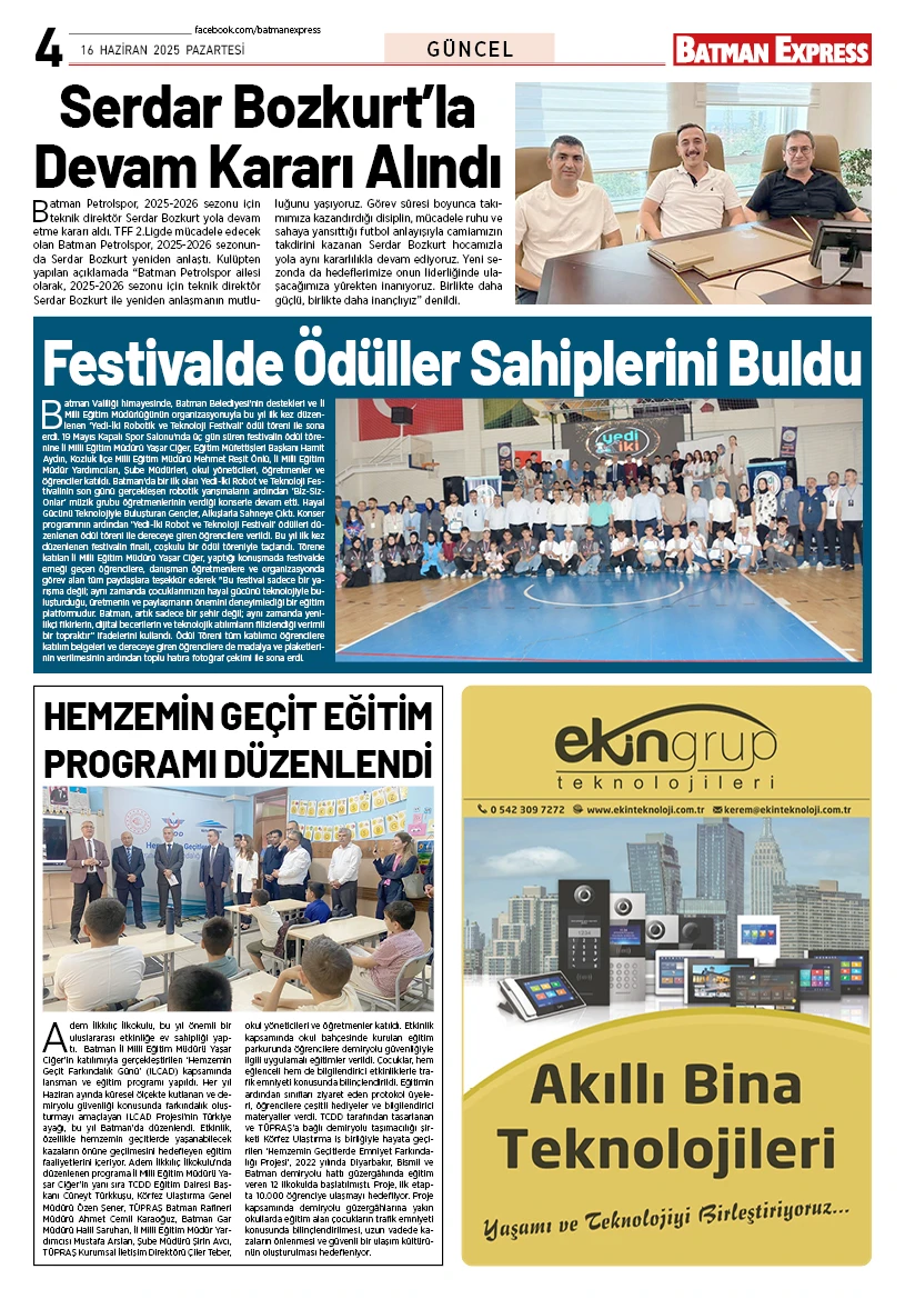 16 HAZİRAN 2025 PAZARTESİ