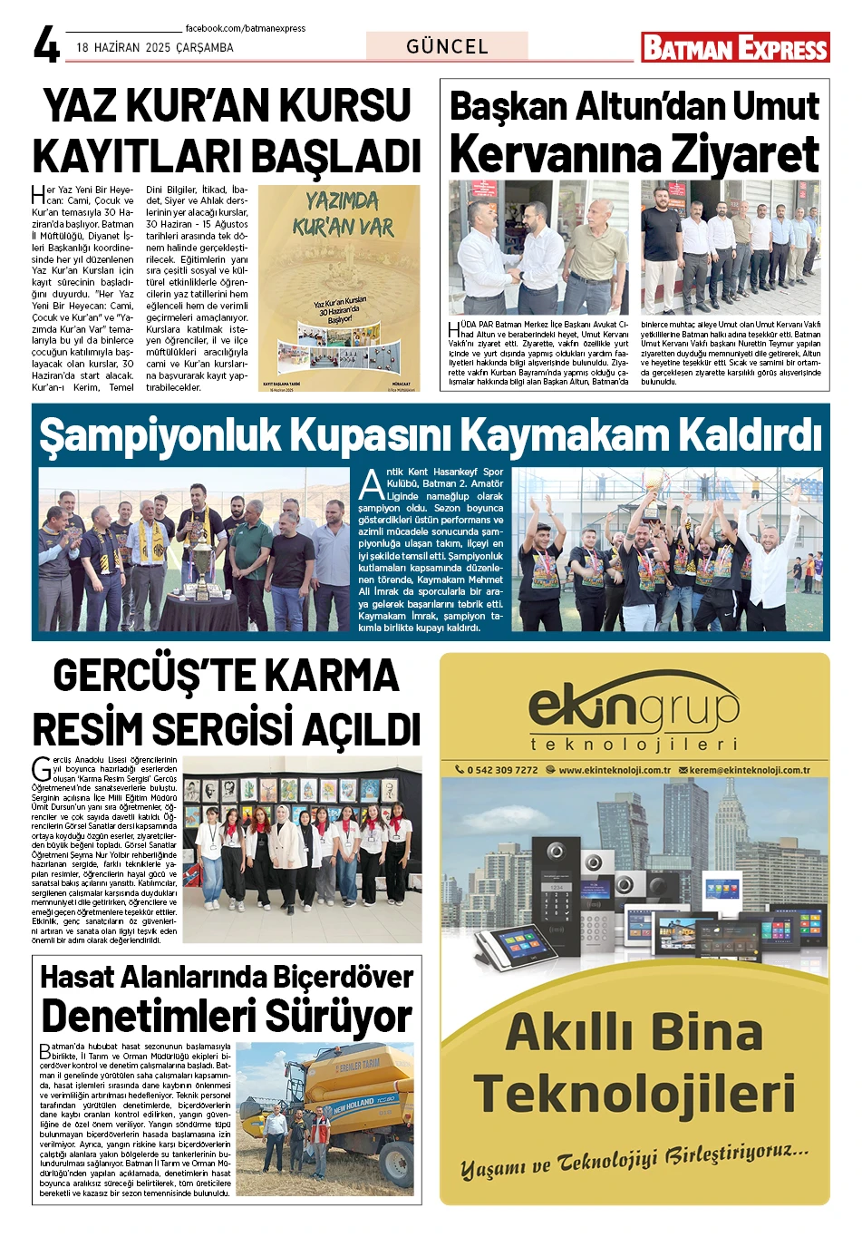 18 HAZİRAN 2025 ÇARŞAMBA