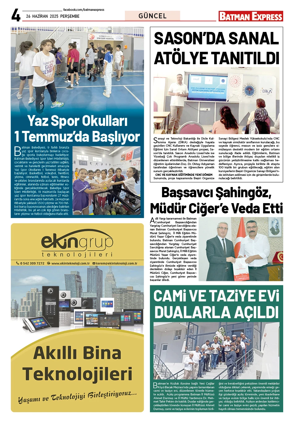 26 HAZİRAN 2025 PERŞEMBE