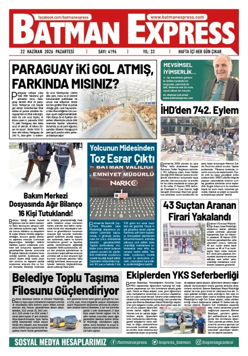 22 HAZİRAN 2026 PAZARTESİ