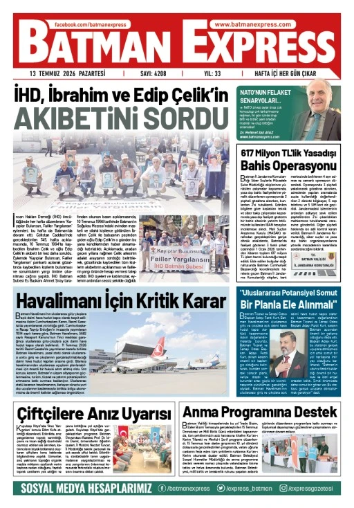 13 TEMMUZ 2026 PAZARTESİ