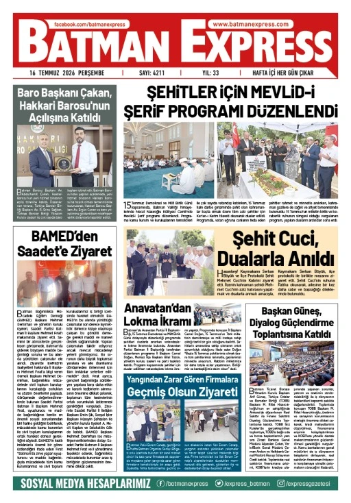16 TEMMUZ 2026 PERŞEMBE