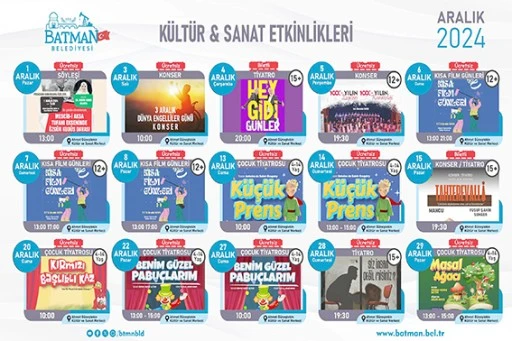 ARALIK AYI ETKİNLİK TAKVİMİ A&Ccedil;IKLANDI