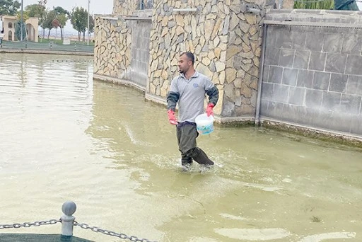 HAVUZ VE ŞELALELERİN BAKIMI ARALIKSIZ S&Uuml;R&Uuml;YOR