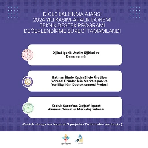 DİKA&rsquo;DAN 3 PROJE DESTEK ALMAYA HAK KAZANDI