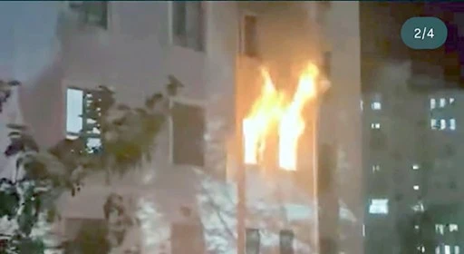 YANGINDA MAHSUR KALAN VATANDAŞLARI İTFAİYE EKİPLERİ KURTARDI